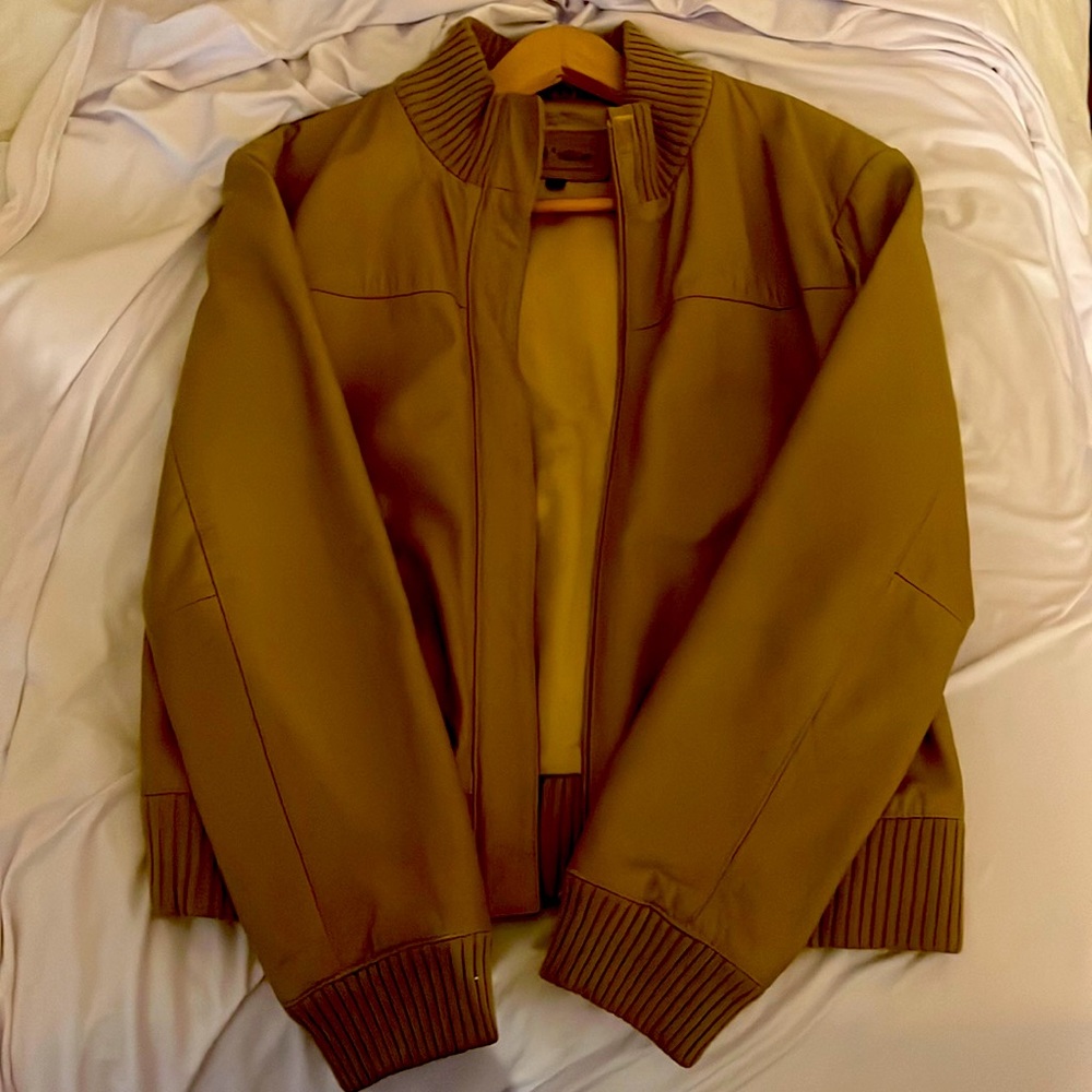 A cream  helium leather jacket